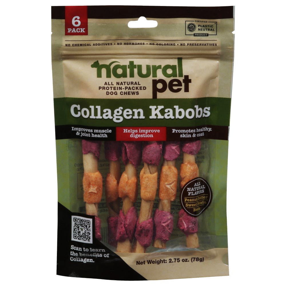 slide 1 of 4, Natural Pet Collagen Kabobs Dog Chews 6 ea, 6 ct