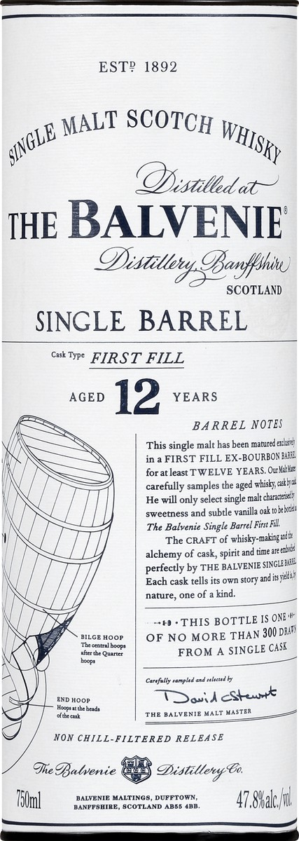 slide 8 of 8, The Balvenie Scotch Whisky, Single Malt, Single Barrel 12, 750 ml