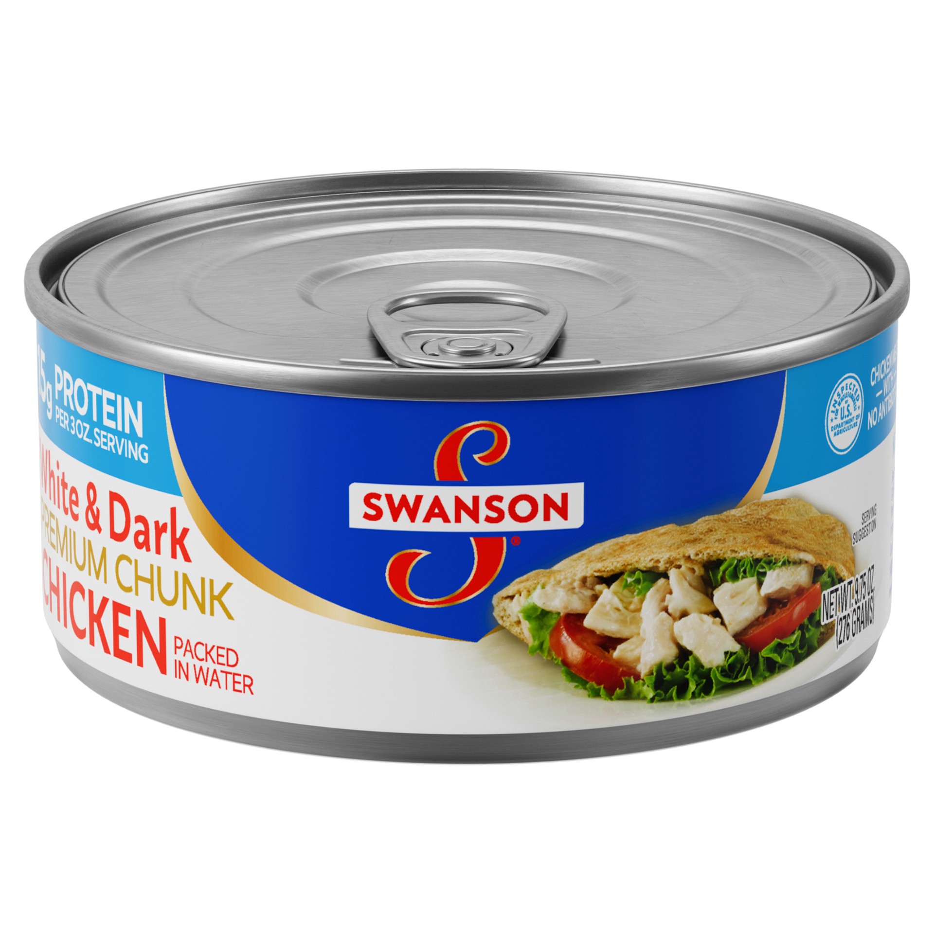 slide 1 of 4, Swanson White and Dark Premium Chunk Canned Chicken Breast in Water, 9.75 OZ Can, 9.75 oz