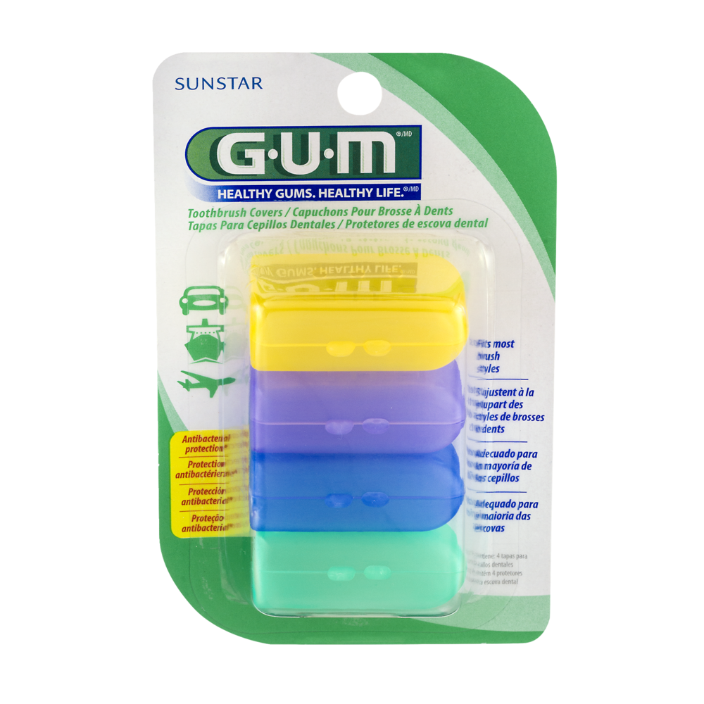 slide 1 of 3, G-U-M Toothbrush Covers, 4 pair