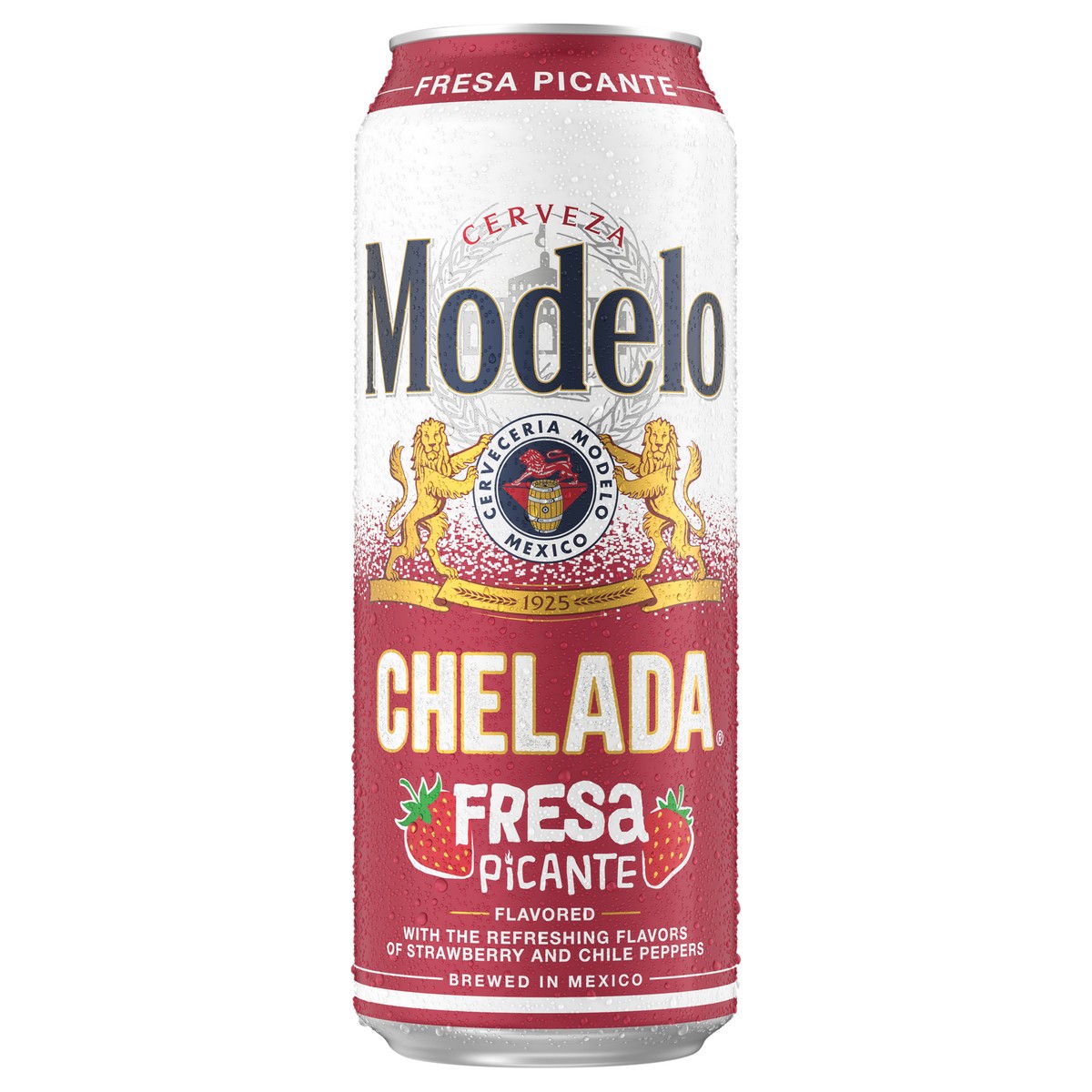 slide 1 of 10, Modelo Chelada Fresa Picante Mexican Import Flavored Beer, 24 fl. oz. Single Beer Can, 3.5% ABV, 24 fl oz