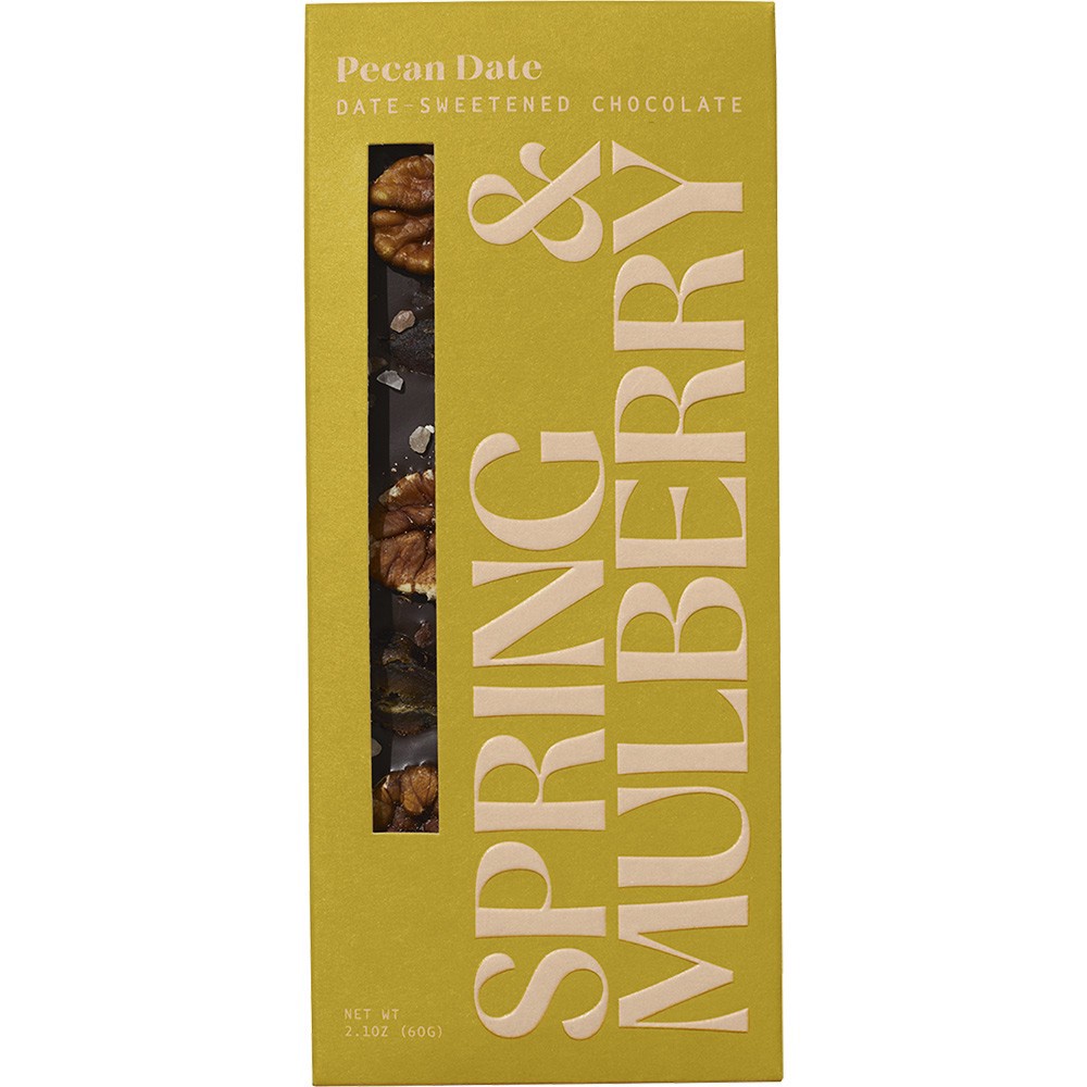 slide 1 of 1, Springmulb Spring & Mulberry Pecan Date Date-Sweetened Chocolate Bar, 2.1 oz