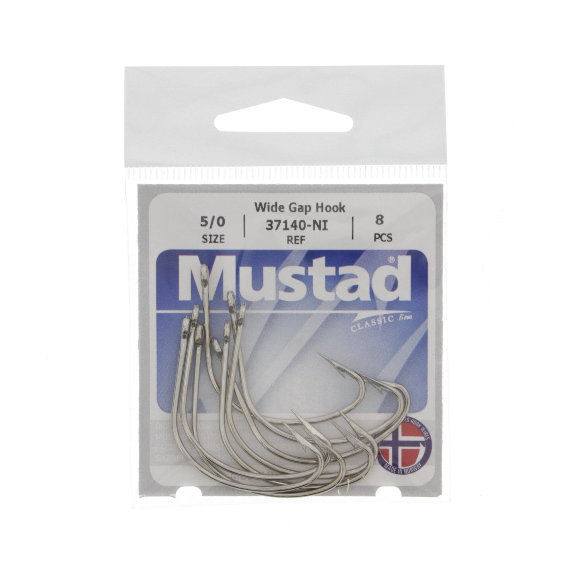 slide 1 of 1, Mustad Wide Gap Hook Size 5/0, 8 ct