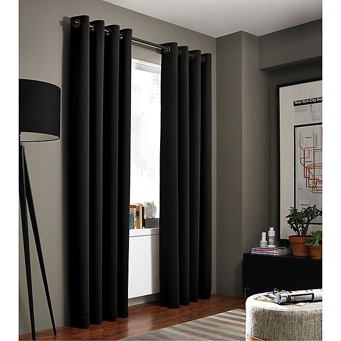 slide 1 of 1, Kenneth Cole Reaction Home Gotham Grommet Room Darkening Window Curtain Panel - Black, 63 in