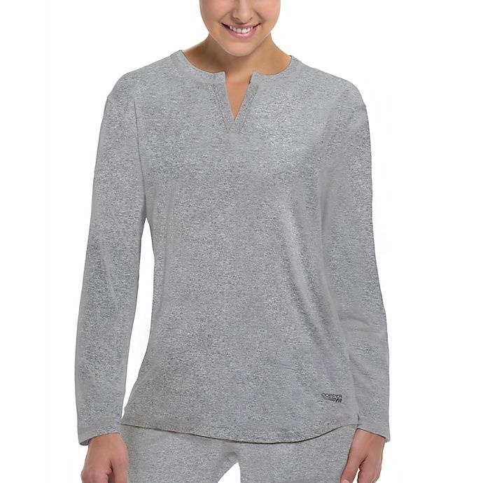 slide 1 of 3, Copper Fit Replenish Recovery Large/X-Large Mini Henley Sleep Shirt - Heather Grey, 1 ct