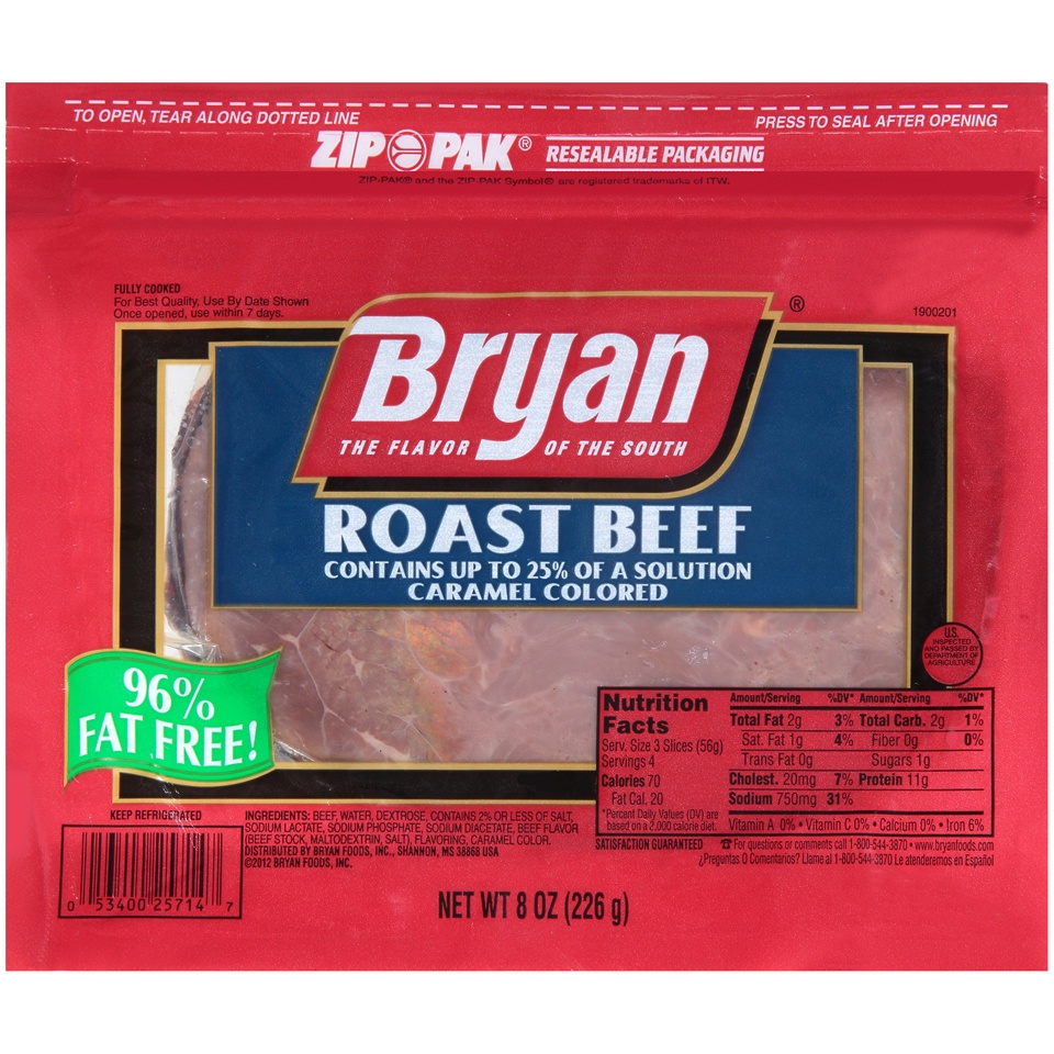 slide 1 of 1, Bryan 4X6 Sli Roast Beef, 8 oz