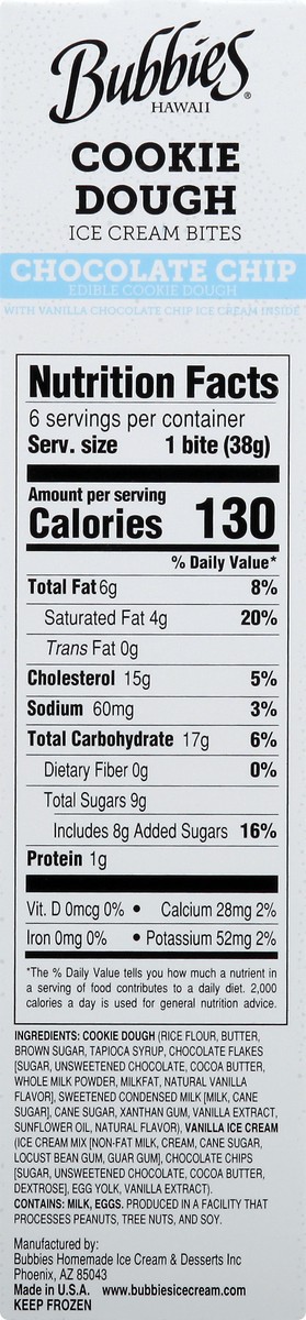 slide 11 of 13, Bubbies Chocolate Chip Ice Cream Bite 6 ea, 6 ct