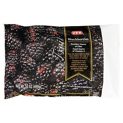 slide 1 of 1, H-E-B Blackberries (No Sugar Added), 16 oz