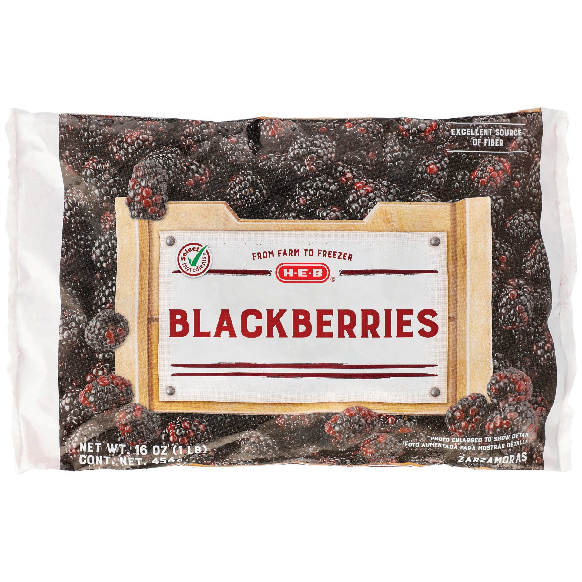slide 1 of 1, H-E-B Blackberries (No Sugar Added), 16 oz