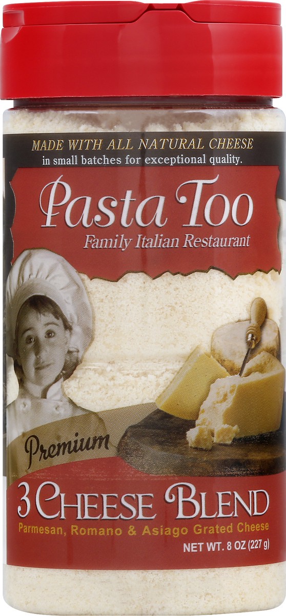 slide 2 of 13, Pasta Too 3 Cheese Blend Cheese 8 oz, 8 oz
