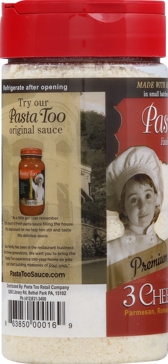 slide 11 of 13, Pasta Too 3 Cheese Blend Cheese 8 oz, 8 oz