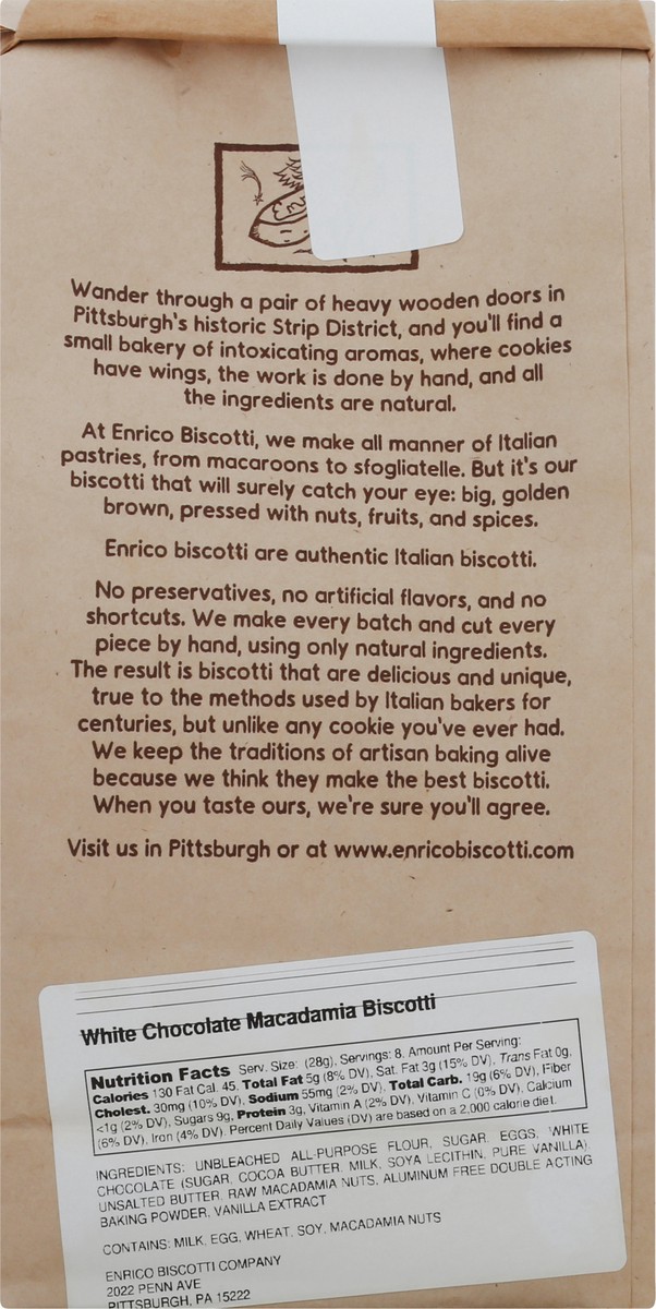 slide 5 of 9, The Enrico Biscotti Company Macadamia Nut White Chocolate Biscotti 8 oz, 8 oz