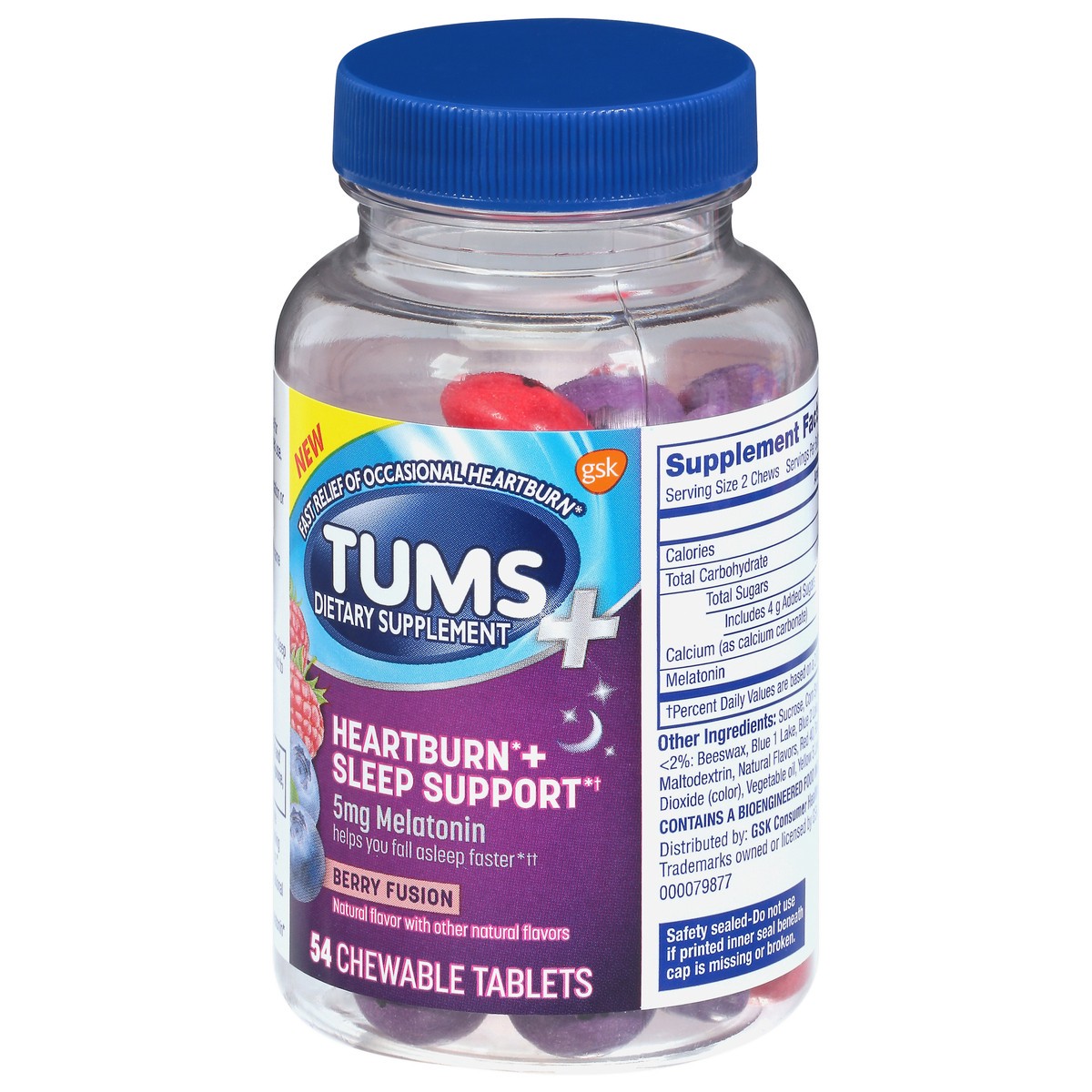 slide 10 of 13, TUMS+ Heartburn+ Sleep Support Supplement with Melatonin for Heartburn and Sleep Support - 54 Count, 54 ct