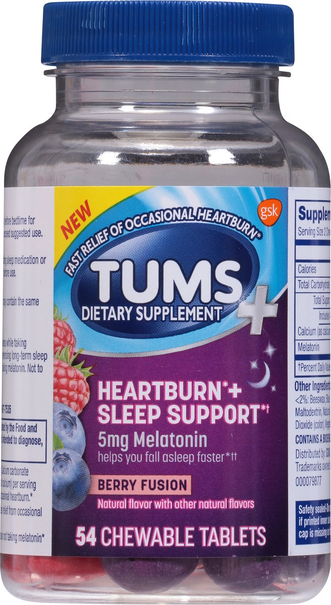 slide 8 of 13, TUMS+ Heartburn+ Sleep Support Supplement with Melatonin for Heartburn and Sleep Support - 54 Count, 54 ct