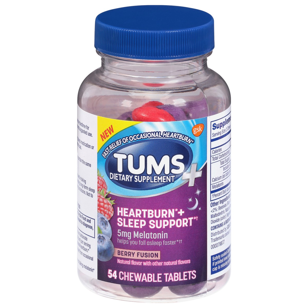 slide 11 of 13, TUMS+ Heartburn+ Sleep Support Supplement with Melatonin for Heartburn and Sleep Support - 54 Count, 54 ct