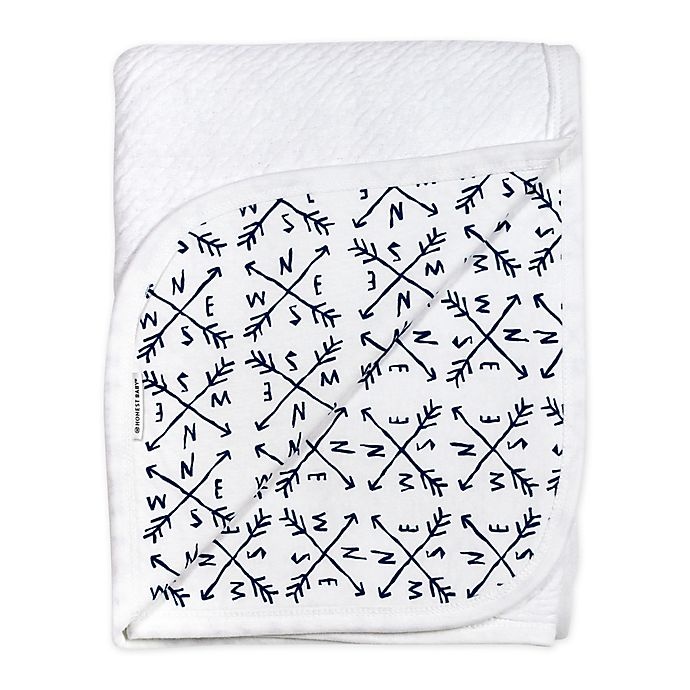 slide 1 of 2, The Honest Company Honest Separates Organic Cotton Receiving Blanket - White/Blue, 1 ct