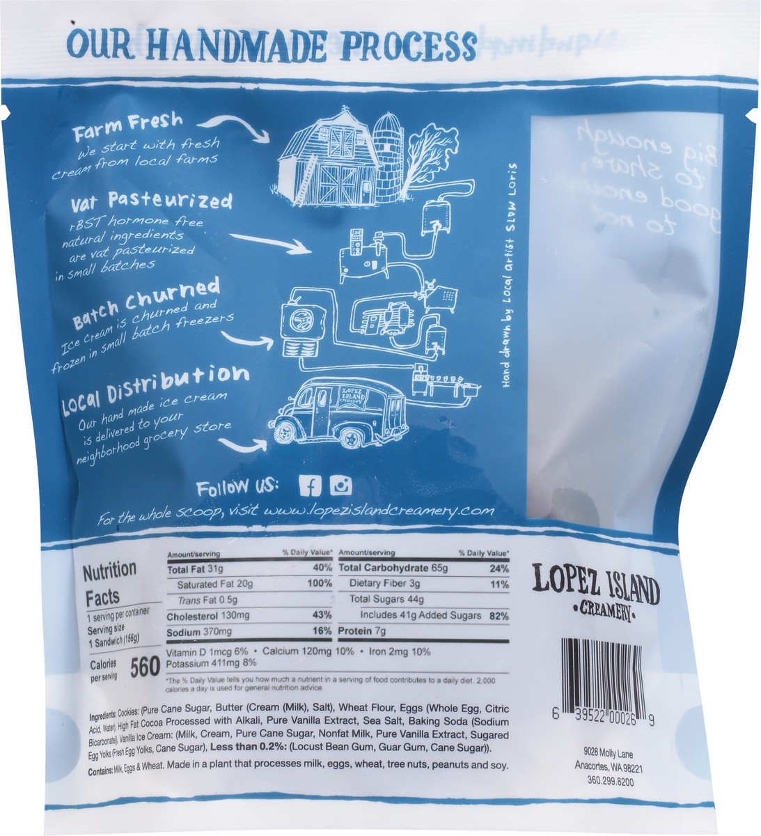 slide 9 of 14, Lopez Island Creamery Handmade Vanilla Ice Cream Sandwich with Two Chocolate Cookies 5.50 oz, 16 fl oz