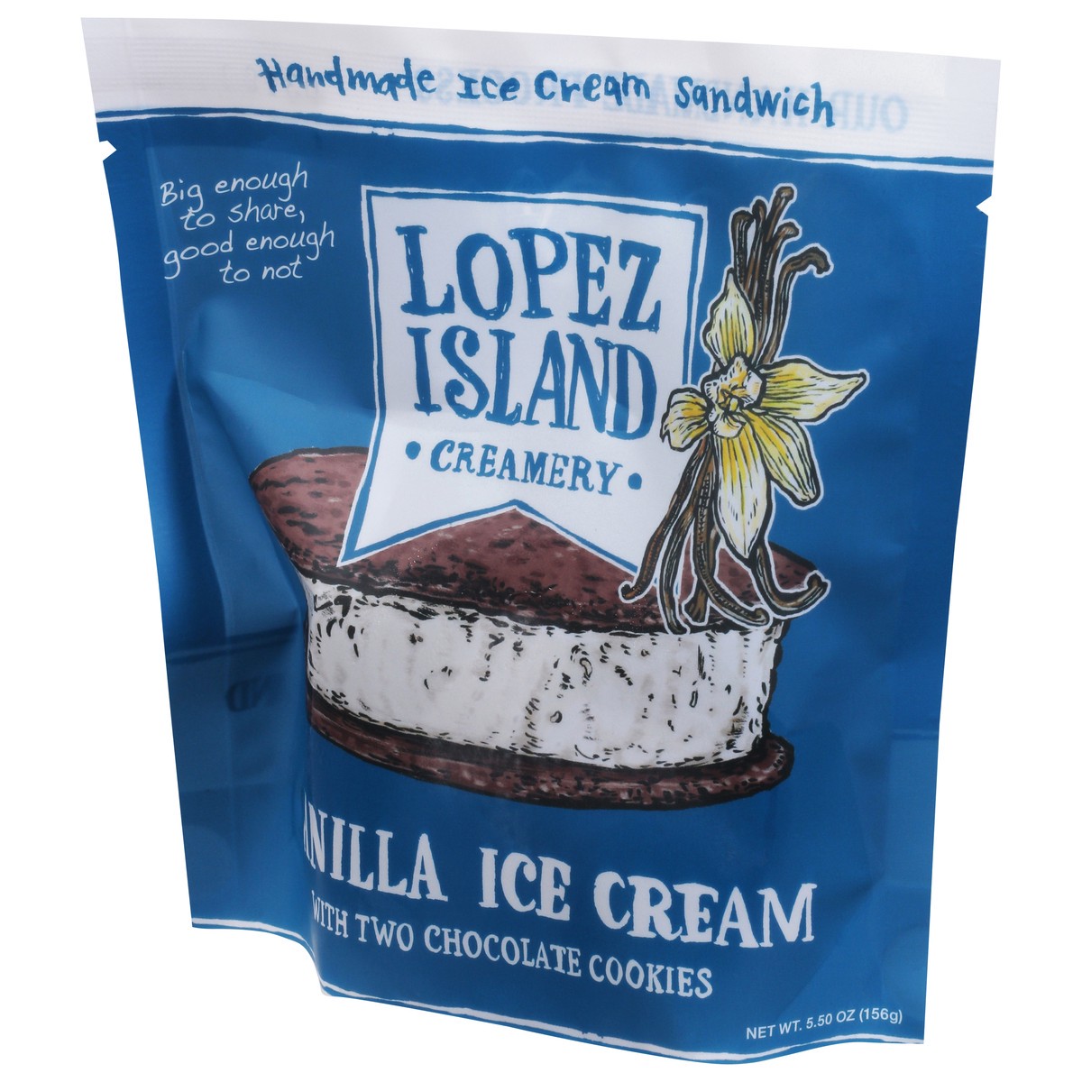 slide 10 of 14, Lopez Island Creamery Handmade Vanilla Ice Cream Sandwich with Two Chocolate Cookies 5.50 oz, 16 fl oz