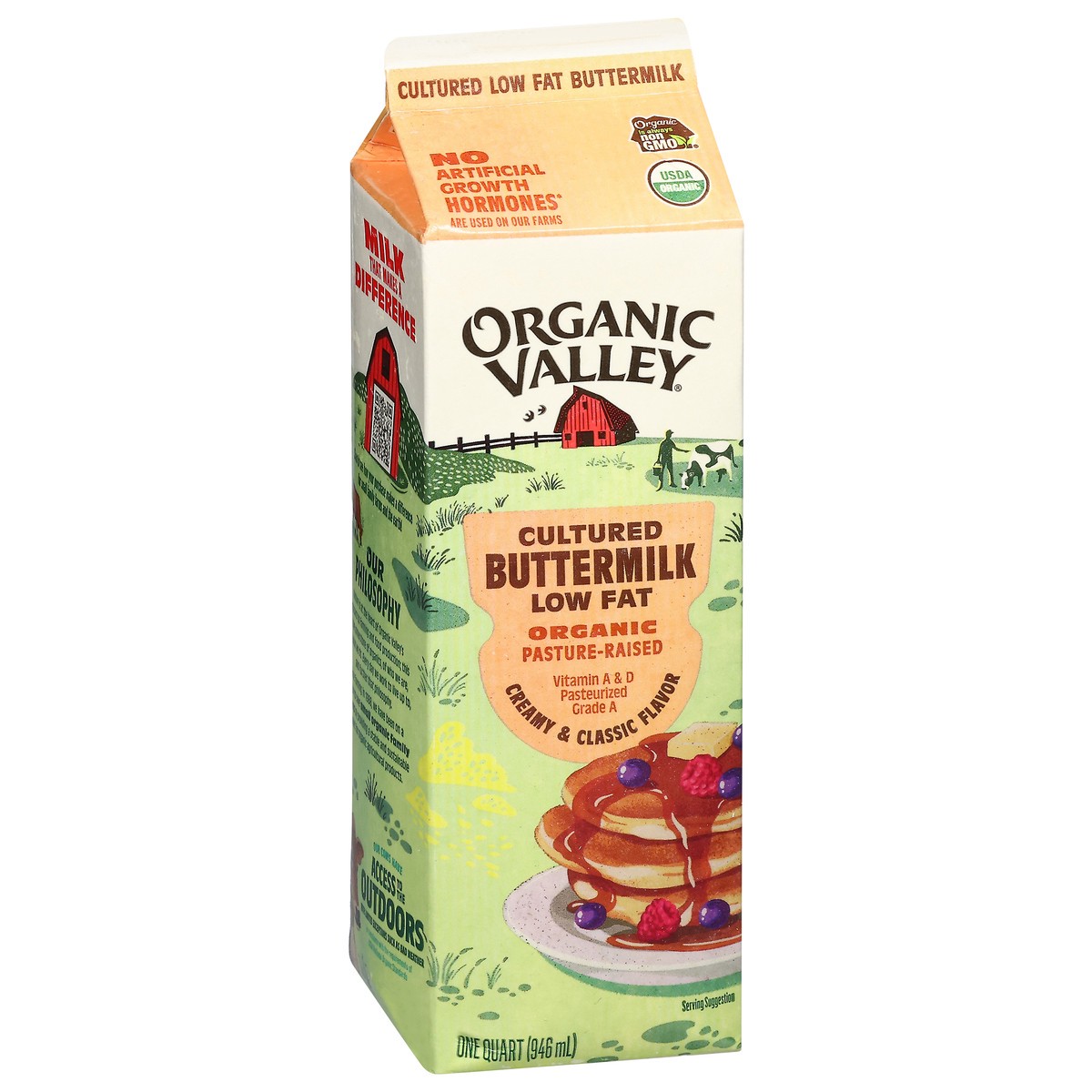 slide 3 of 4, Organic Valley Cultured Low Fat Creamy & Classic Flavor Buttermilk 1 qt, 32 fl oz