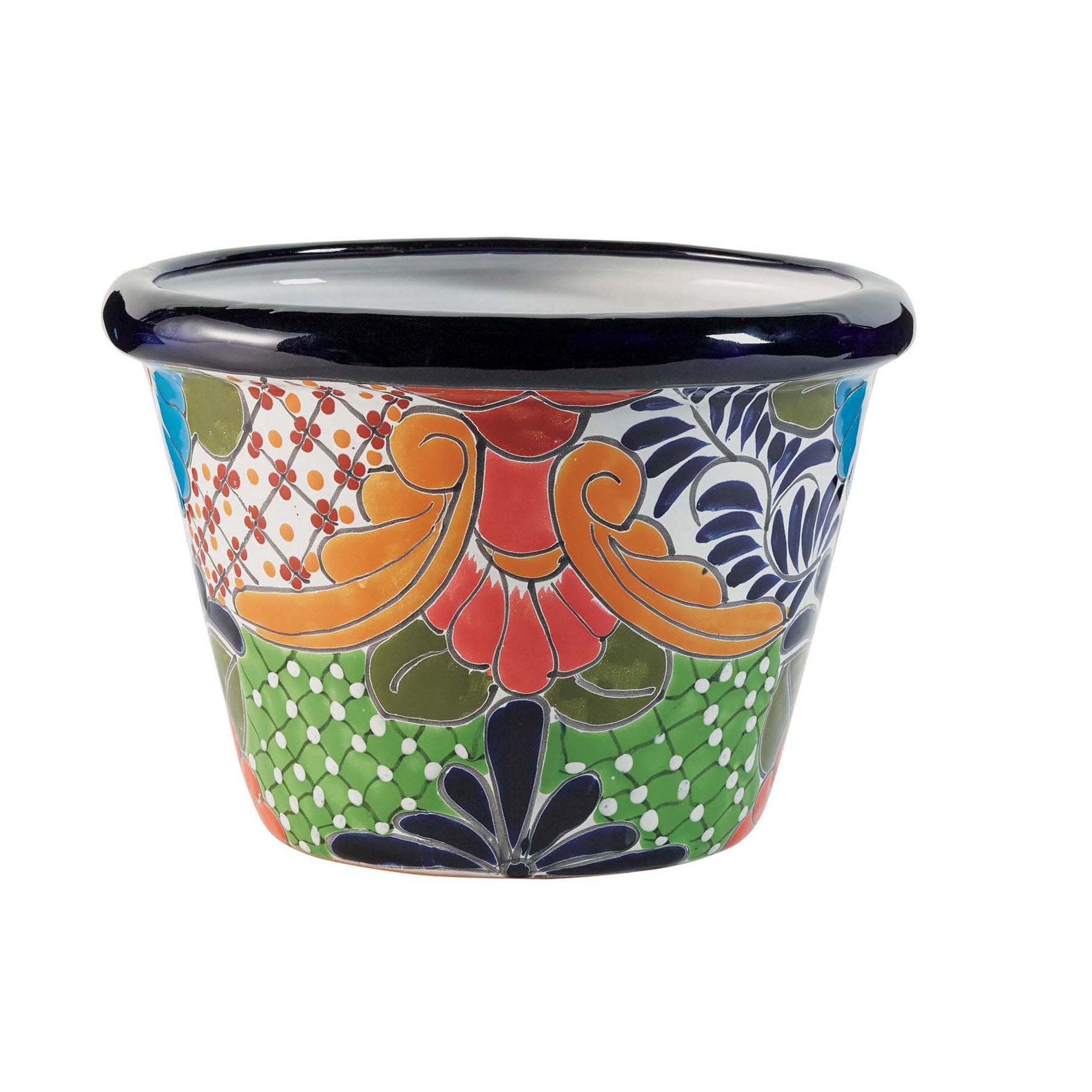 slide 1 of 1, Blue Orange Pottery Border Talavera Planter, 1 ct