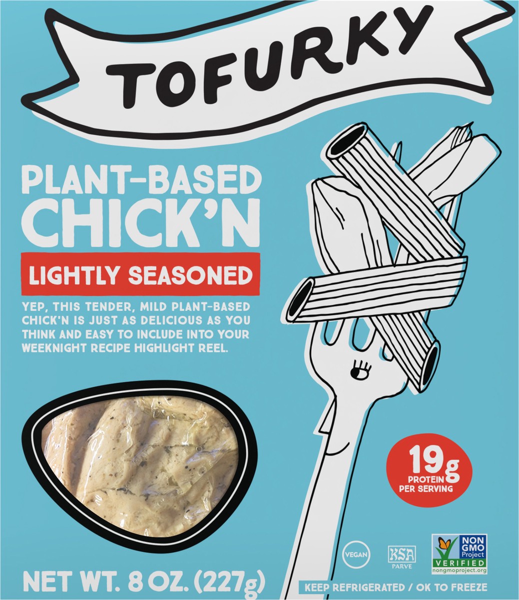 slide 3 of 4, Tofurky Lightly Seasoned Chick'n, 8 oz