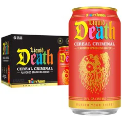 Liquid Death Cereal Criminal Fruity Pebbles-Flavored Sparkling Water, 6-Pack 12 fl oz Cans