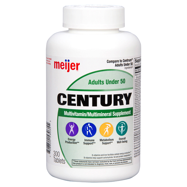 slide 1 of 1, Meijer Century Adults Under 50 Multivitaminm, 300 ct