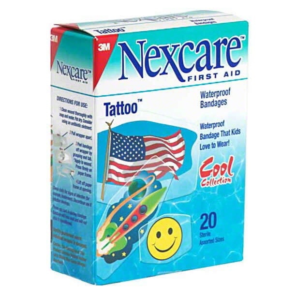 slide 1 of 1, Nexcare Kid Tattoo Waterproof Bandages, 20 ct