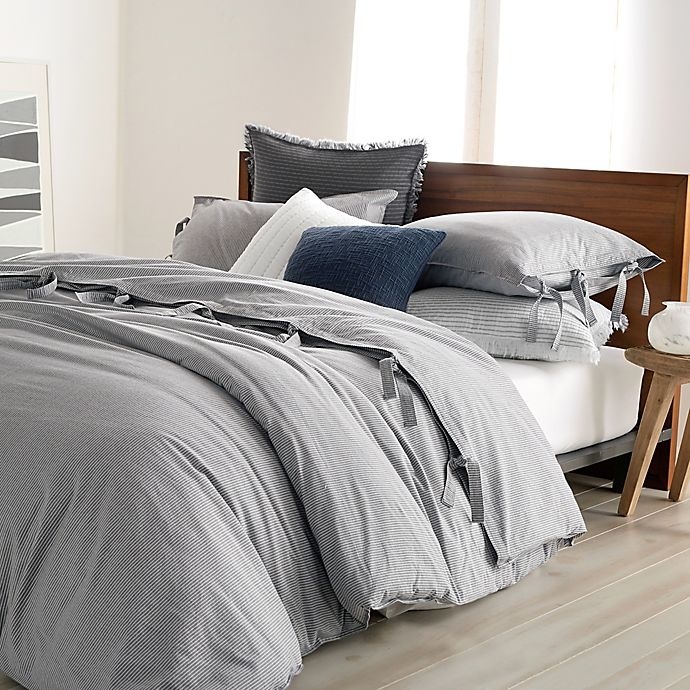slide 1 of 5, DKNYpure Stripe Twin Duvet Cover - Grey, 1 ct