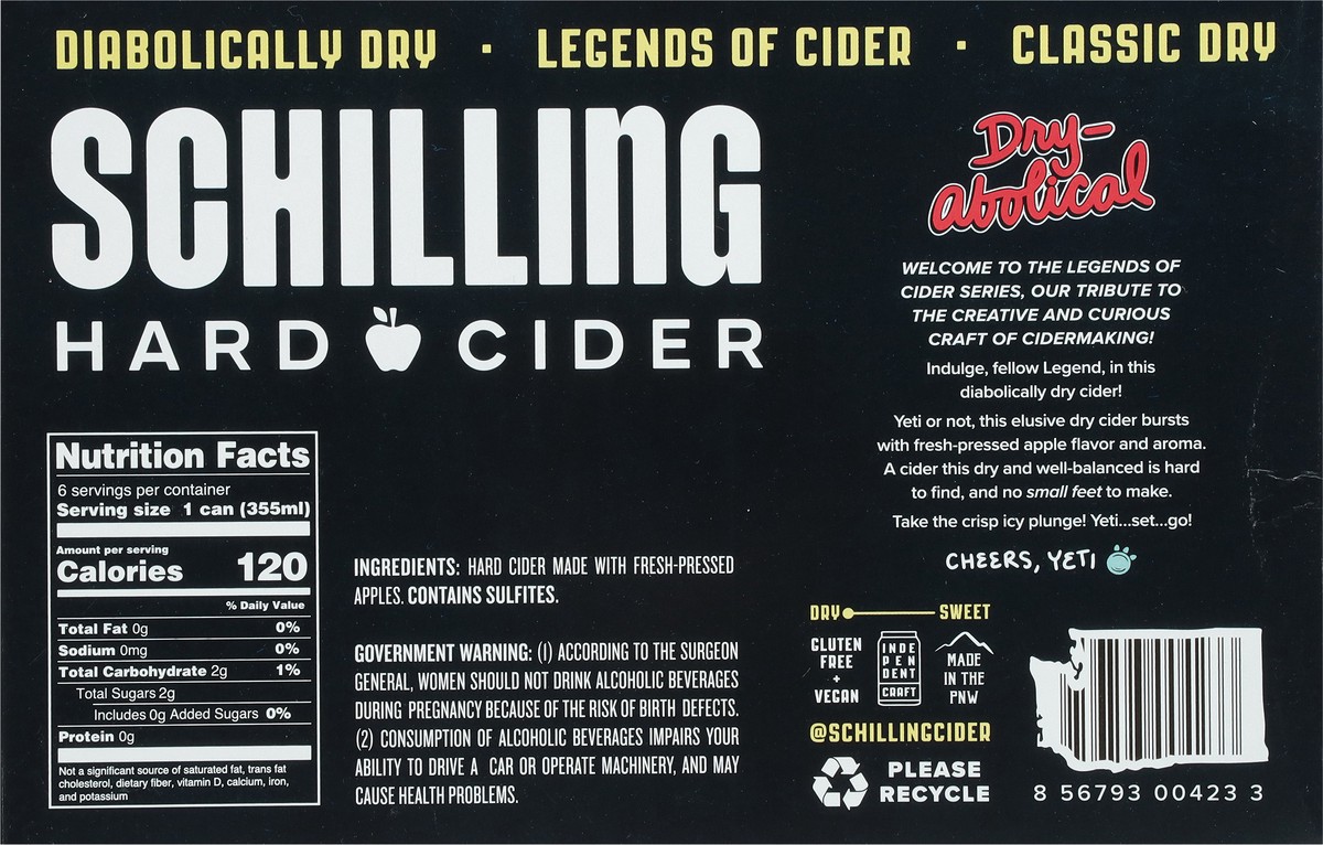 slide 6 of 14, Schilling Classic Dry Dry--Abolical Hard Cider 6 - 12 fl oz Cans, 6 ct; 12 oz