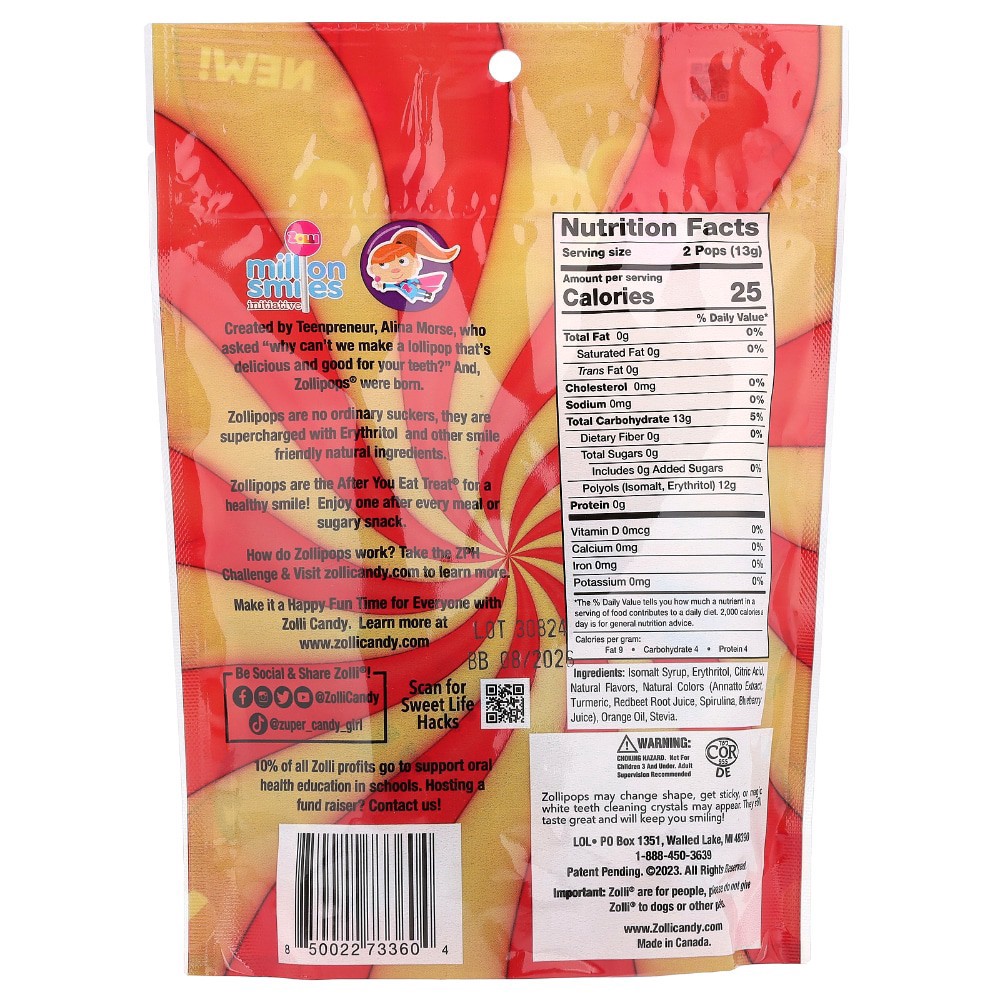 slide 2 of 2, Zollipops Mango Stawberry Duo, 5.2 oz