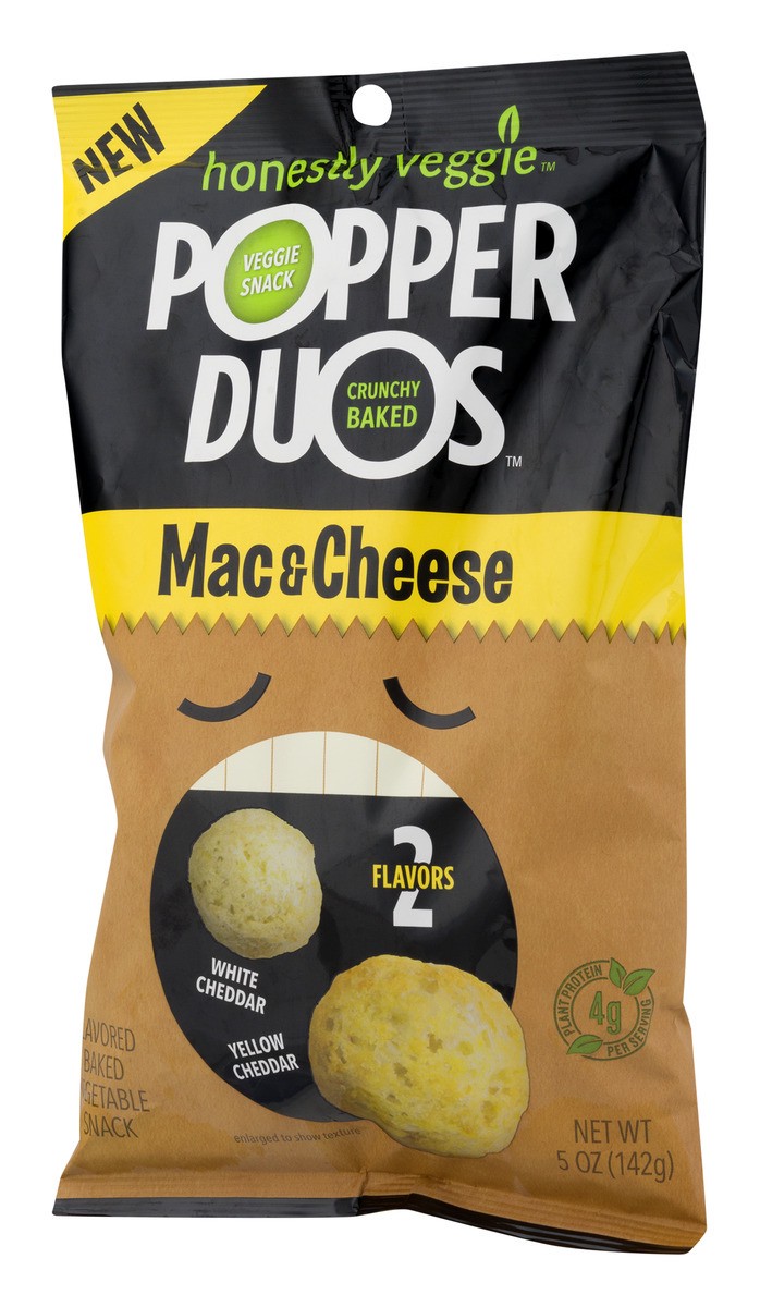 slide 4 of 11, Honestly Veggie Popper Duos Mac & Cheese Flavored Baked Vegetable Snack, 5 oz