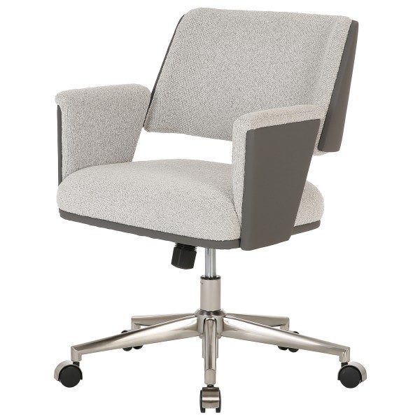 slide 9 of 10, Realspace® Modern Comfort Picali Bouclé Fabric/Vegan Leather Low-Back Task Office Chair, White Stone/Gray/Brushed Nickel, BIFMA Compliant, 1 ct