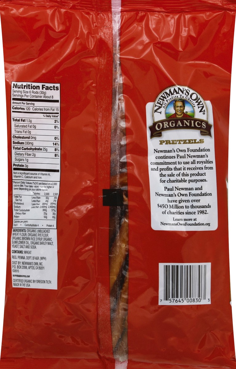 slide 6 of 6, Newman's Own Organics Pretzels, Organic, Rods, 8 oz