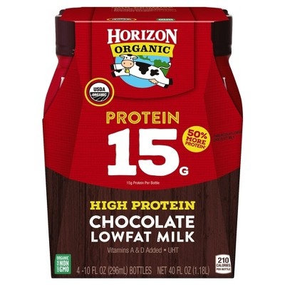 slide 1 of 1, Horizon Organic High Protein Chocolate Low Fat Milk, 4 ct; 10 oz