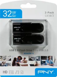PNY 2-Pack 32 GB USB 2.0 Flash Drive 2 ea