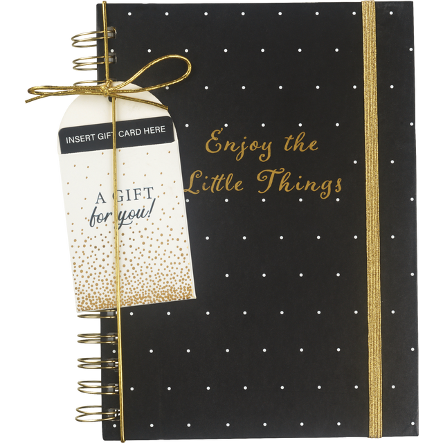 slide 1 of 1, Votum "Enjoy The Little Things" Chunky Notebook With Gift Card Holder, Black & Gold, 1 ct