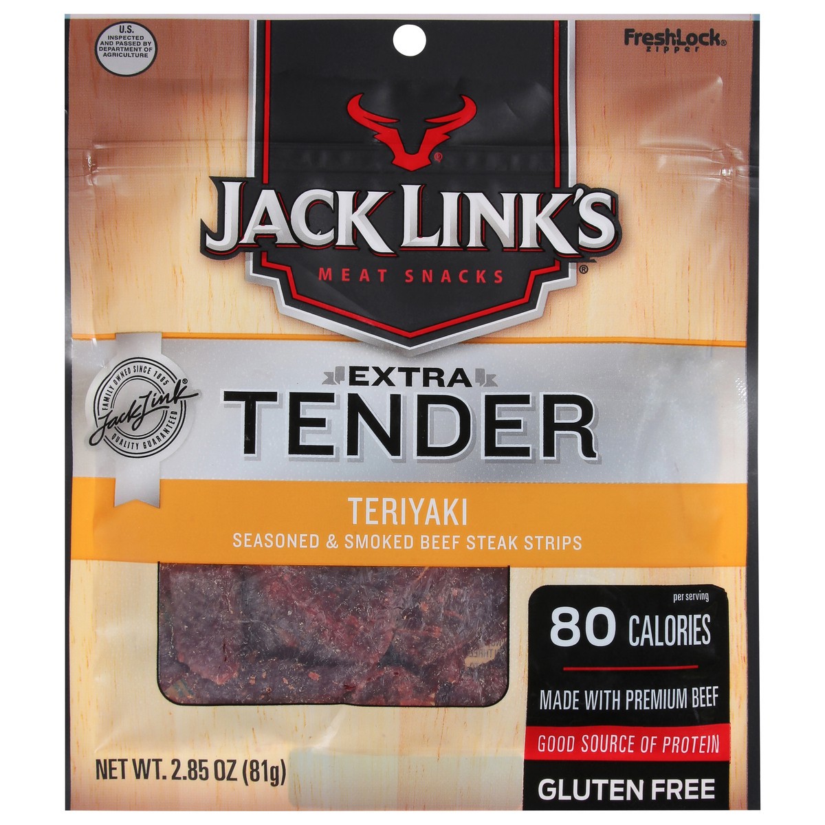 slide 1 of 9, Jack Link's 2.85Oz Jack Link's Teriyaki Premium Beef Strips 1/1 Count, 2.85 oz