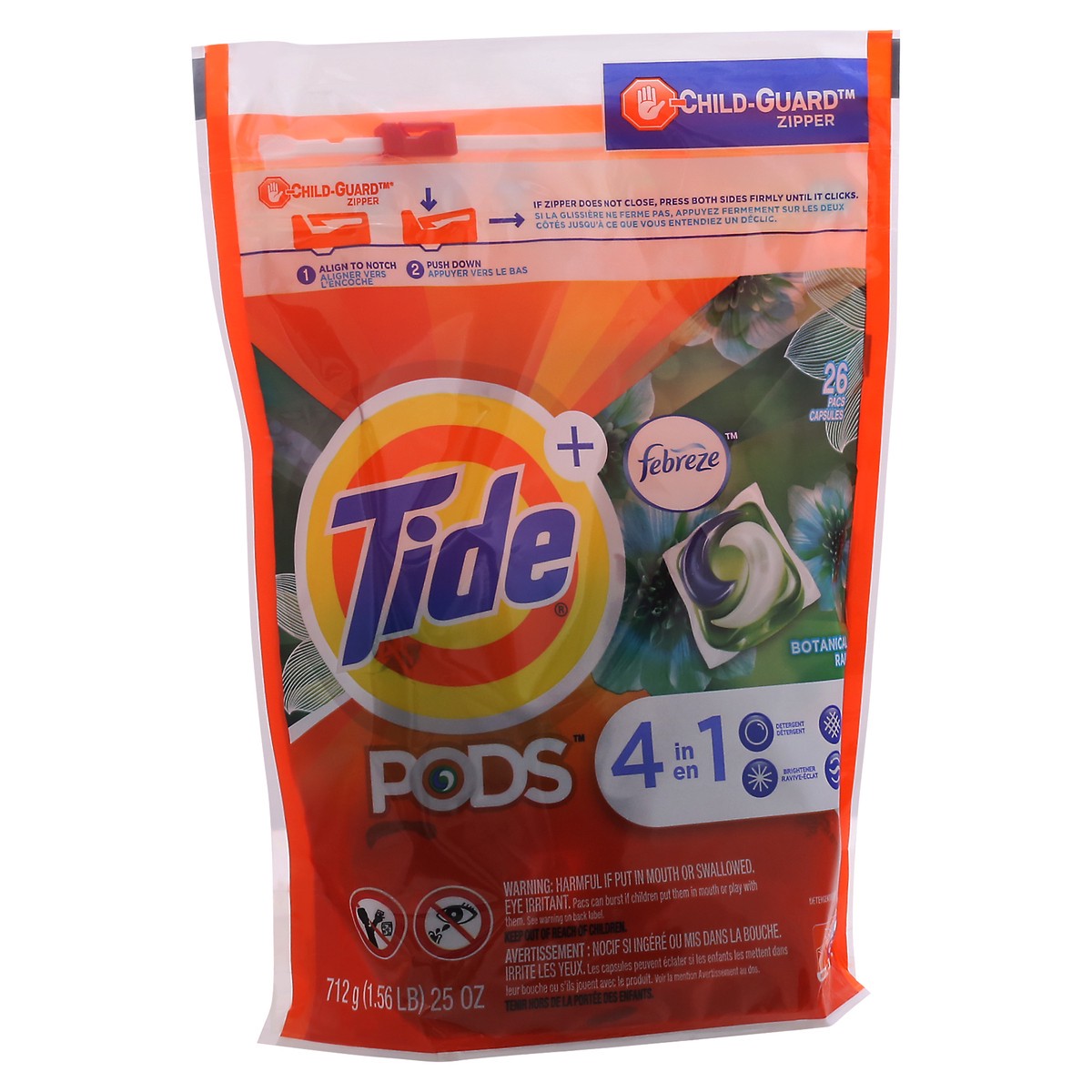 slide 8 of 11, Tide + Febreze Pods 4 in 1 Botanical Rain Detergent 26 ea, 26 ct