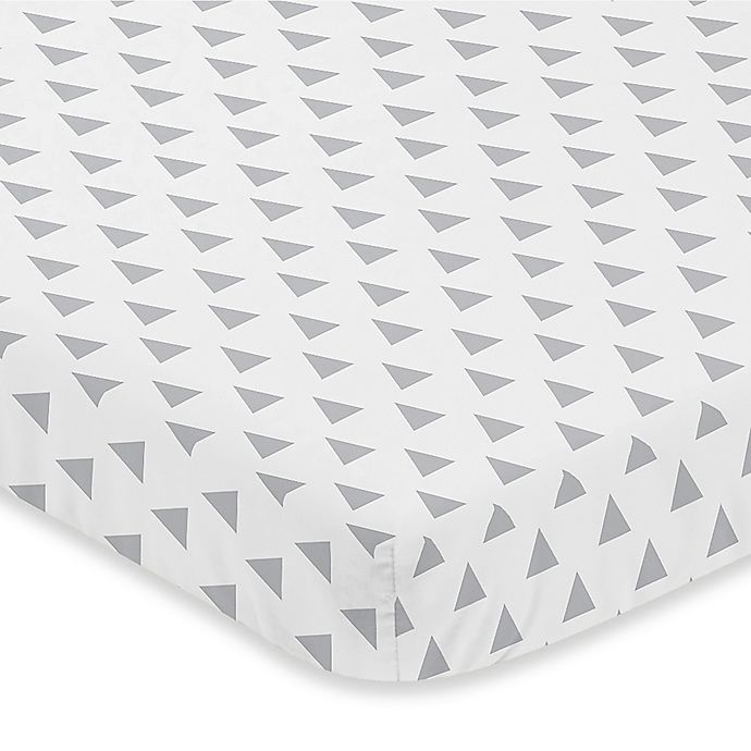 slide 1 of 1, Sweet Jojo Designs Earth and Sky Triangle Print Fitted Mini-Crib Sheet - Grey, 1 ct