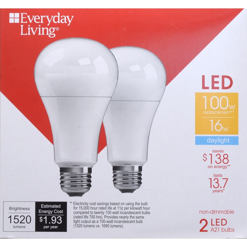 slide 1 of 1, Everyday Living 16-Watt Led Light Bulbs - 2 Pack, 2 ct