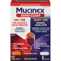 Mucinex Rapid + Clear Caplets, 20 Ct