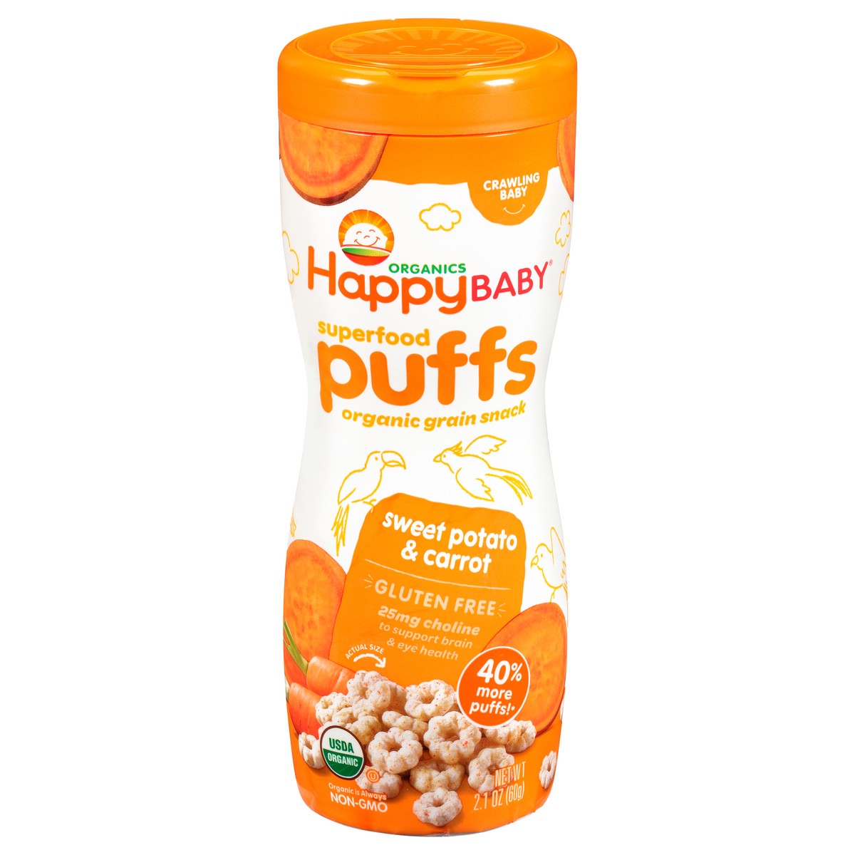 slide 1 of 7, Happy Baby Happy Family HappyBaby Sweet Potato & Carrot Superfood Baby Puffs - 2.1oz, 2.1 oz