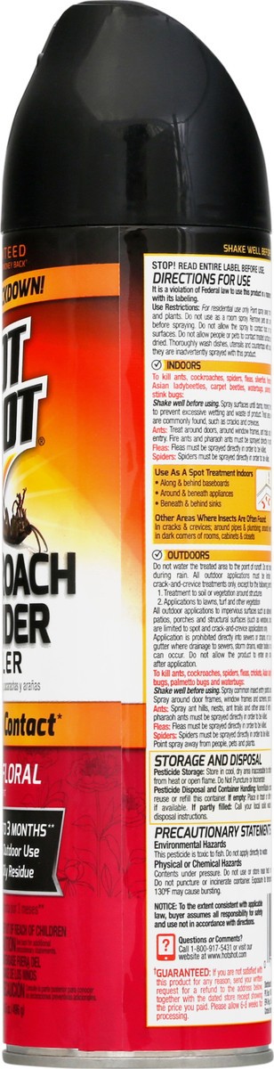 slide 4 of 9, Hot Shot Floral Scent Ant Roach Plus Spider Killer Aerosol, 17.5 oz