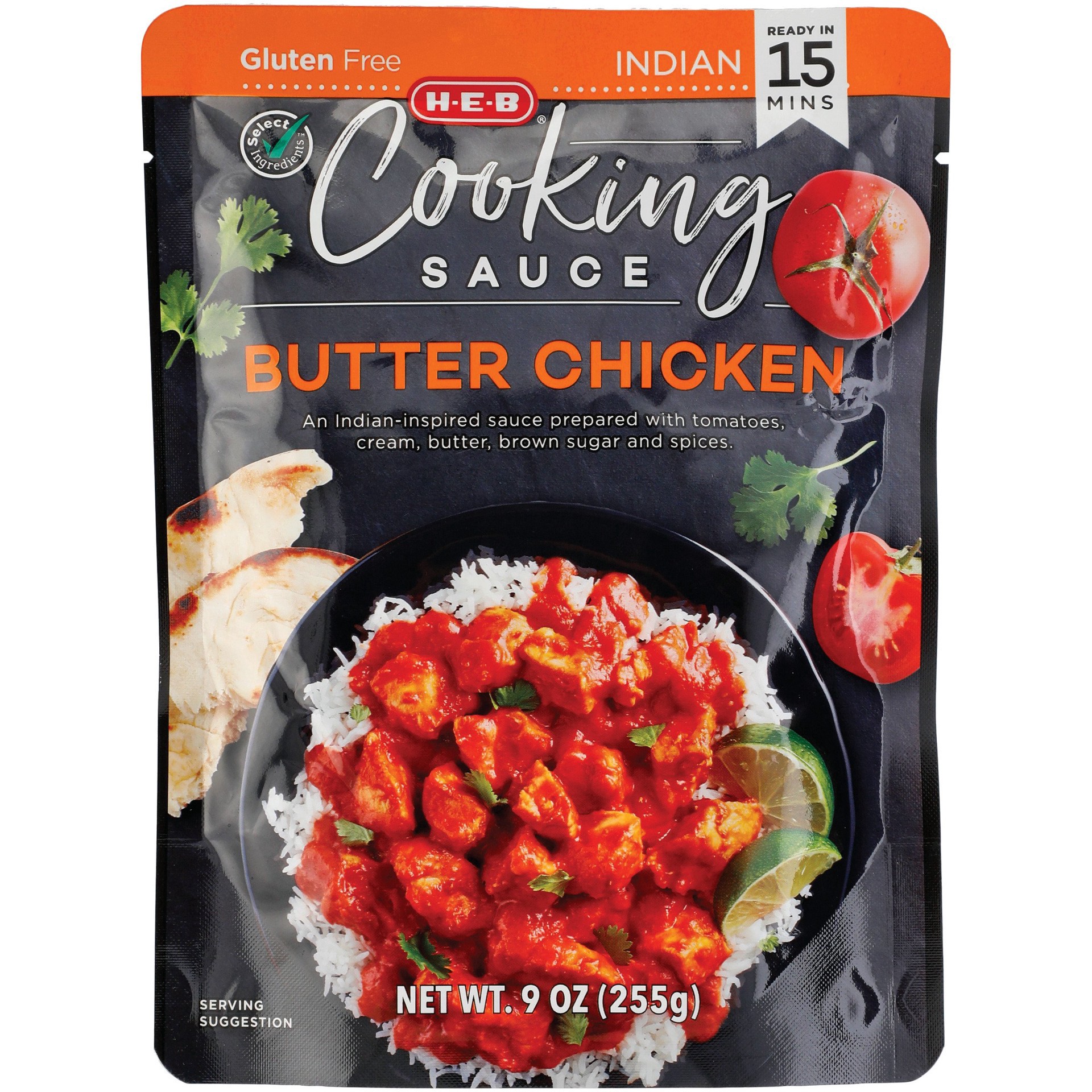 slide 1 of 1, H-E-B Select Ingredients Butter Chicken Cooking Sauce, 9 oz