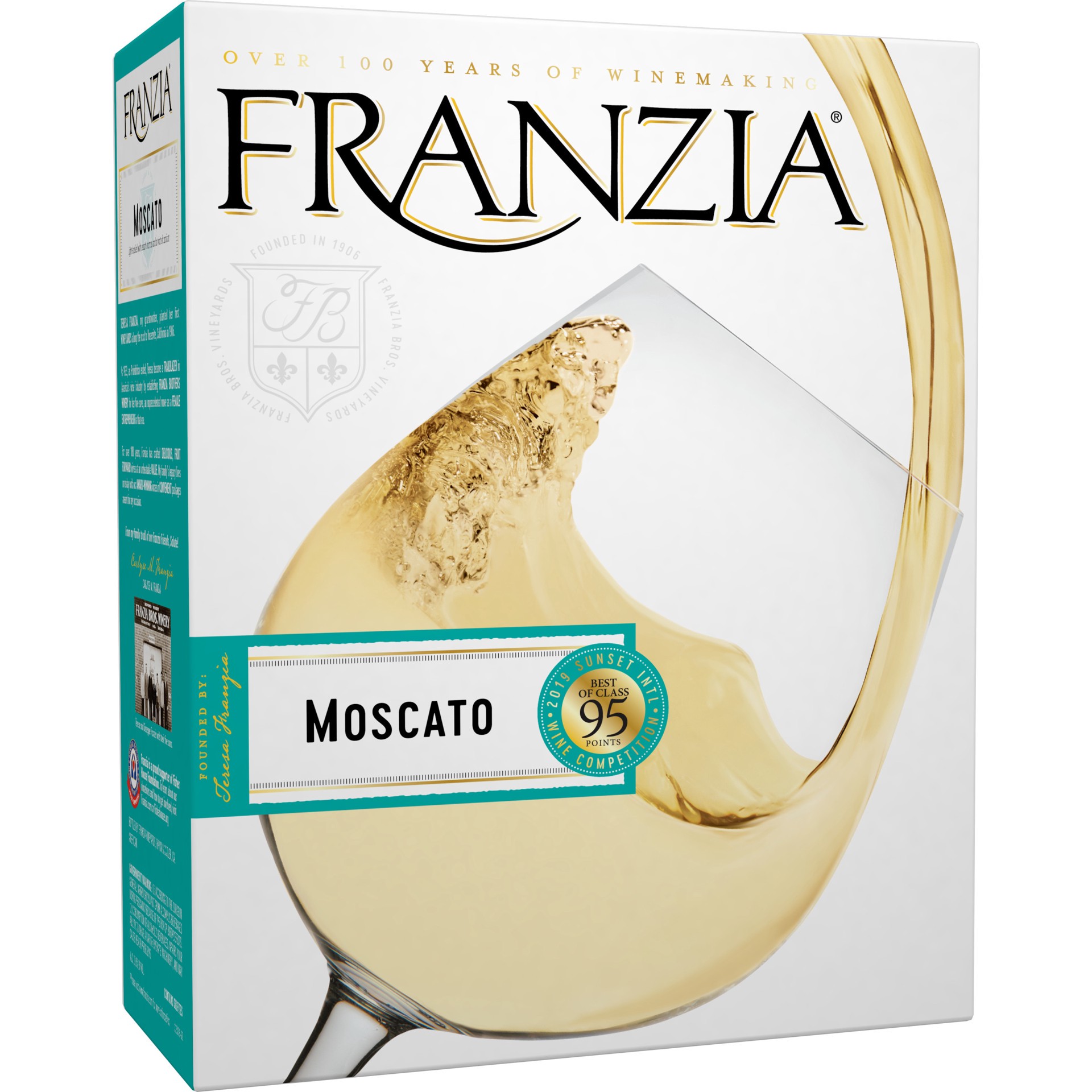 slide 1 of 4, Franzia Moscato, White Wine, American, 1 ct, 3L Box, 3 liter