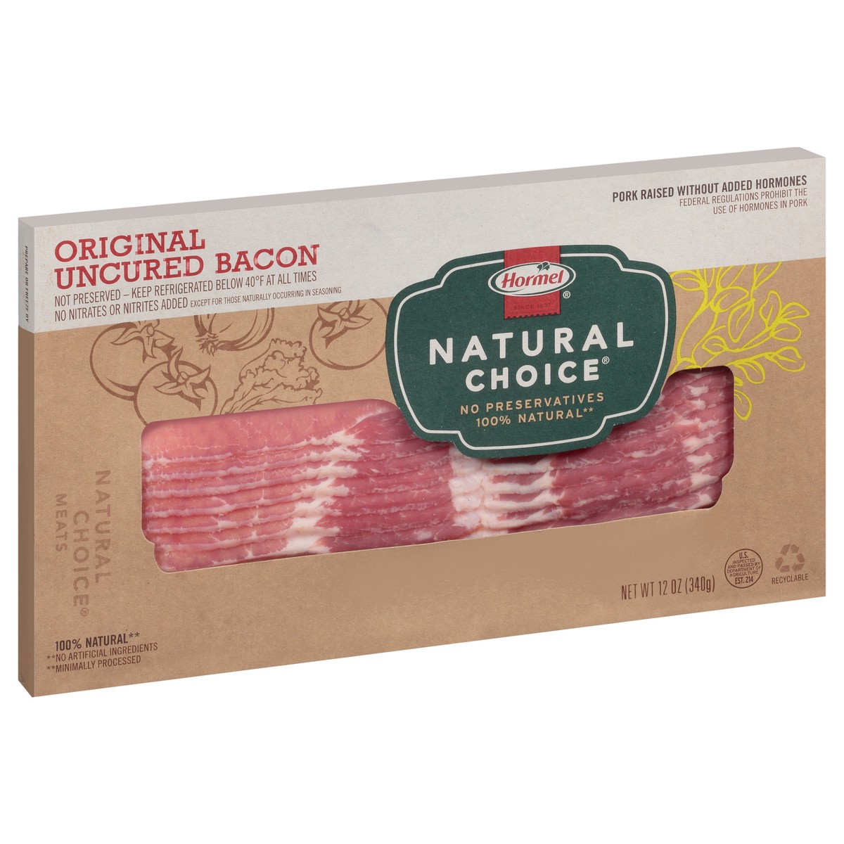 slide 3 of 13, Hormel Natural Choice Original Uncured Bacon 12 oz. Pack, 12 oz