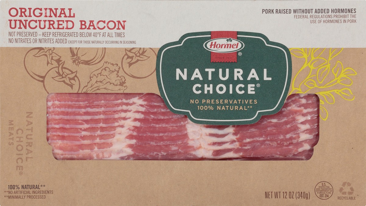 slide 12 of 13, Hormel Natural Choice Original Uncured Bacon 12 oz. Pack, 12 oz