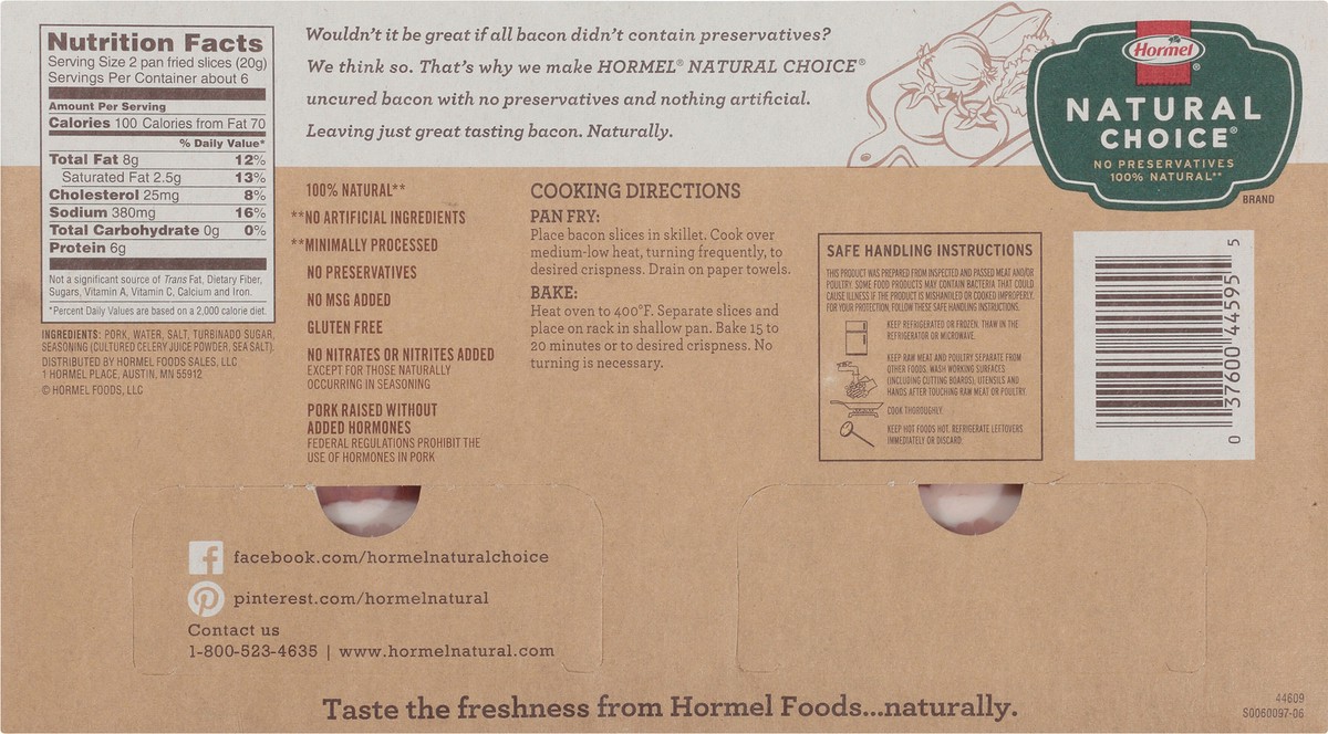 slide 10 of 13, Hormel Natural Choice Original Uncured Bacon 12 oz. Pack, 12 oz