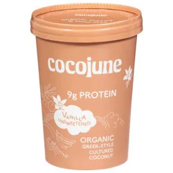 Cocojune Organic Greek-Style Cultured Coconut Vanilla Unsweetened Yogurt 16.8 oz
